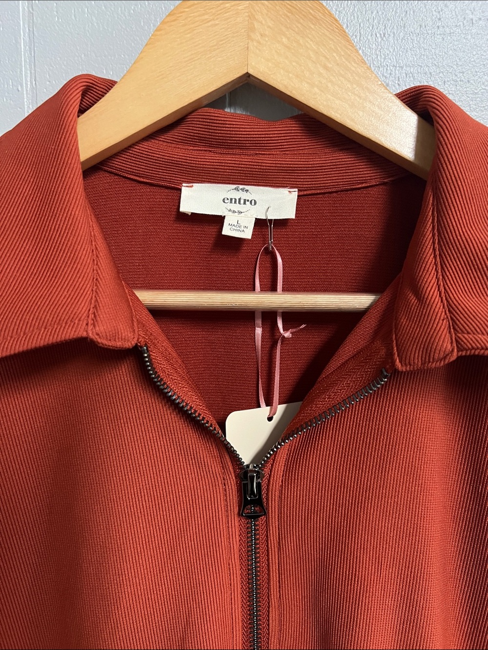NWT entro Ribbed Zip-Front Dress in Rust - Picture 4 of 12